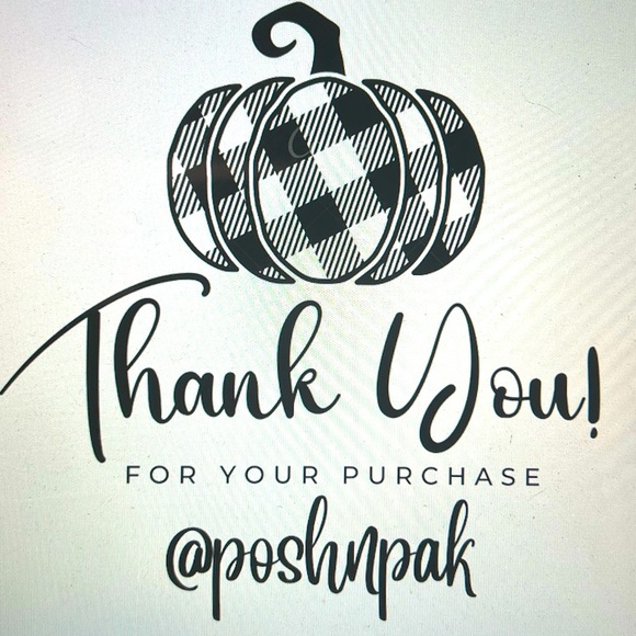 POSHER FAV! 50 CUSTOM STICKERS with your Closet name- Fall Plaid Pumpkin - Picture 1 of 9